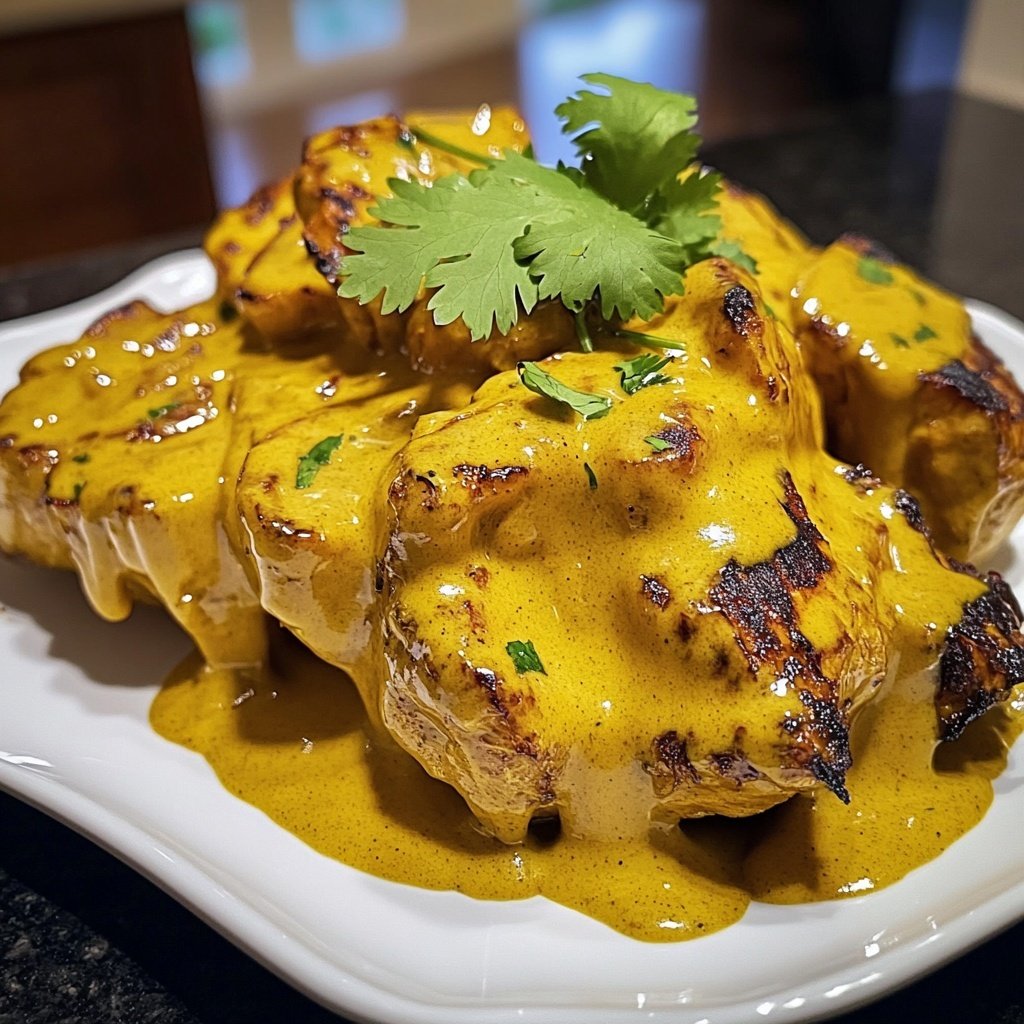 Im Ofen geschmorter Blumenkohl mit Kokos-Currysauce