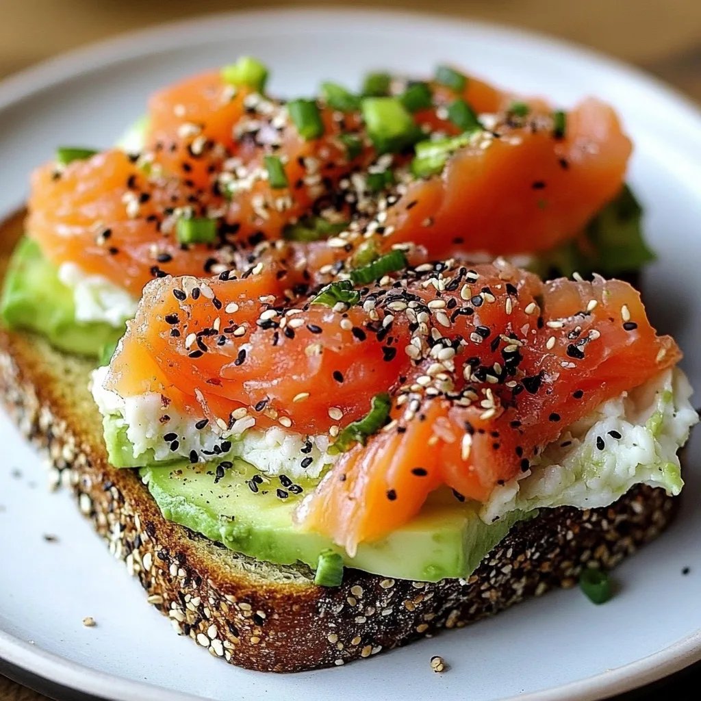 Toast mit geräuchertem Lachs und Avocado