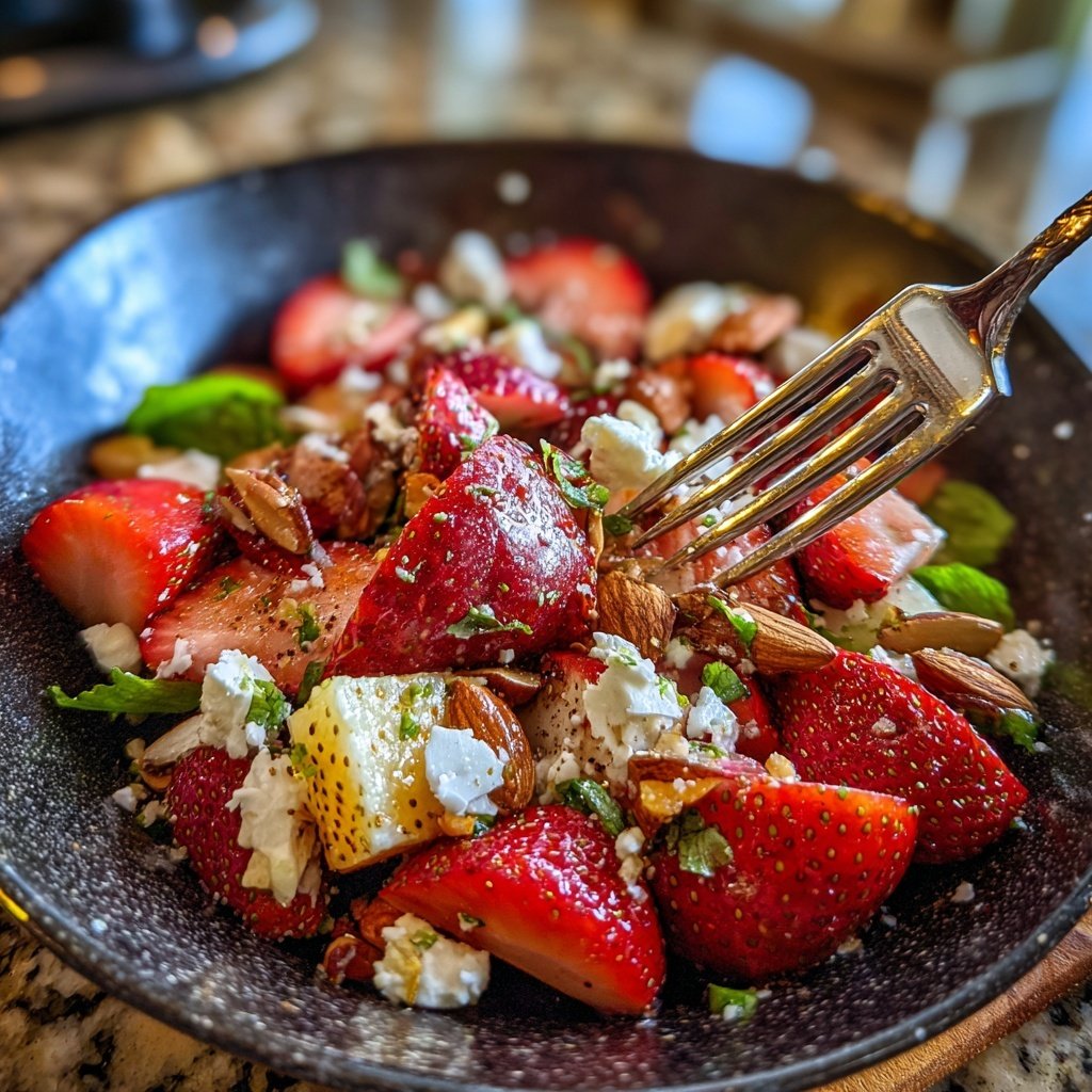 Erdbeer-Mandel-Frühstückssalat