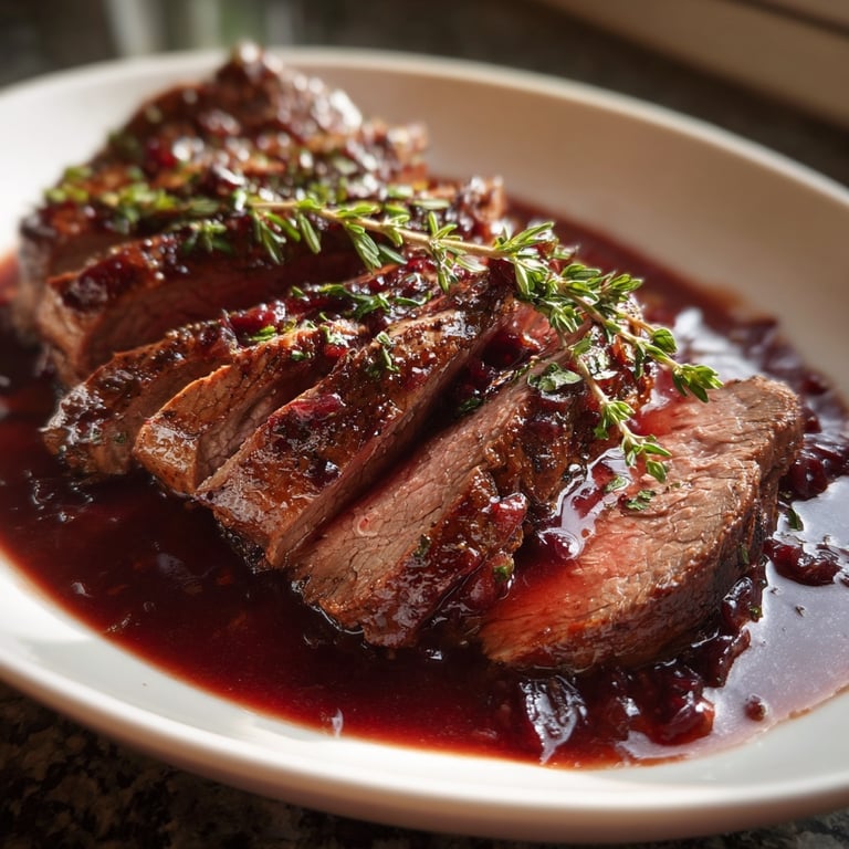 Hirschbraten in Rotweinsauce sehr gesund und schmackhaft!