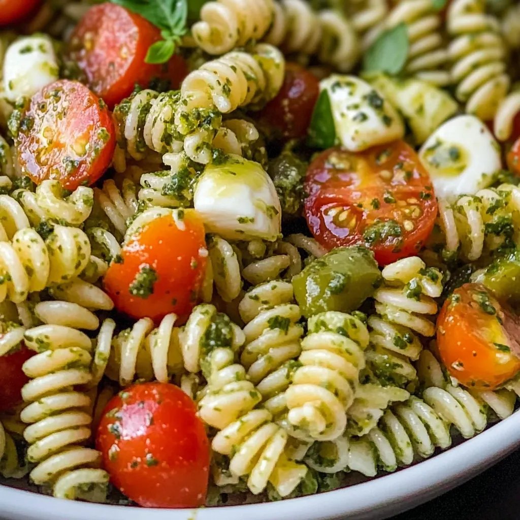 Pesto-Nudelsalat mit Tomaten & Mozzarella!