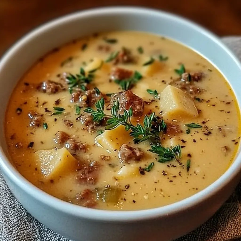 Cremige Käsesuppe mit Hackfleisch