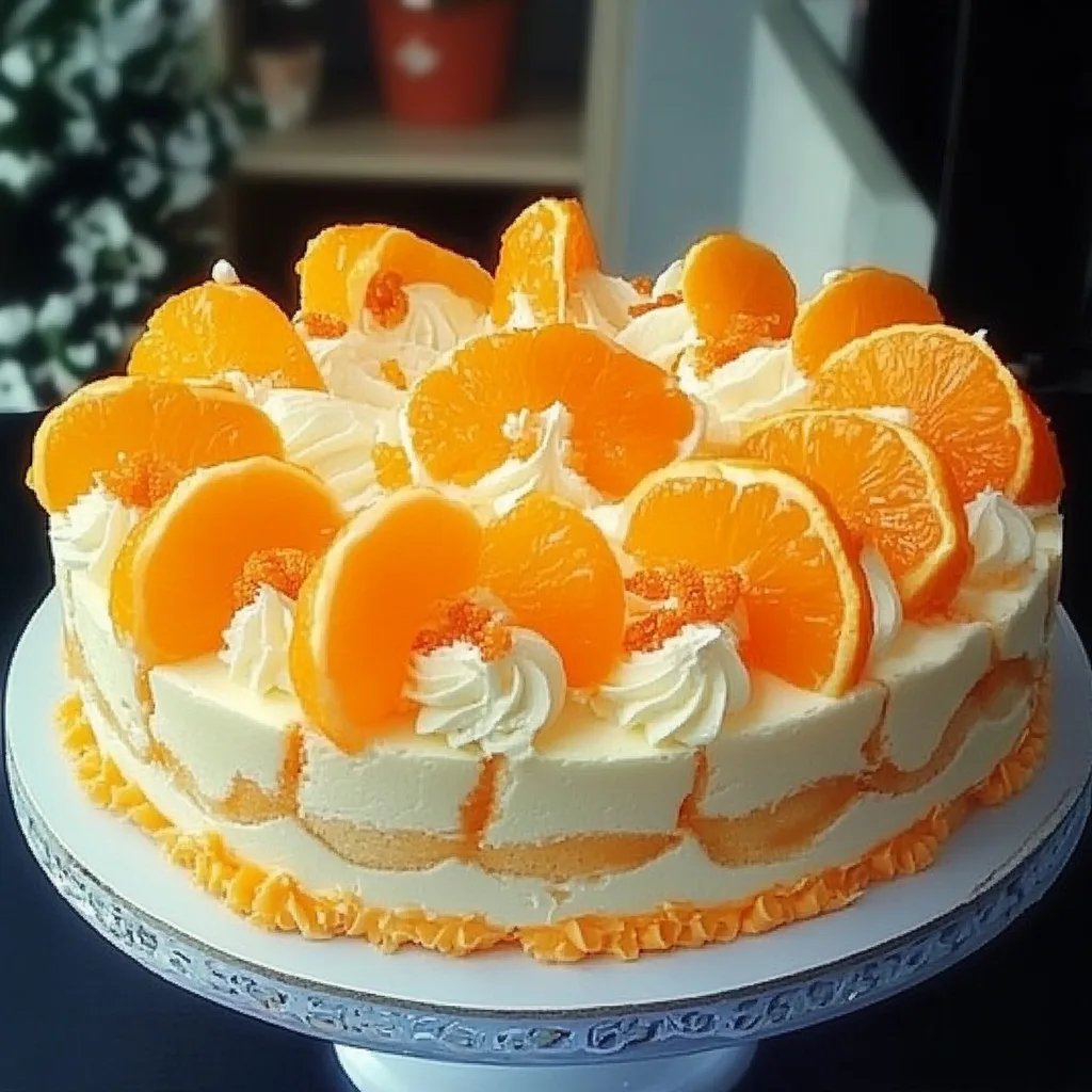 Saftiger Fantakuchen mit Mandarinen & Vanillecreme